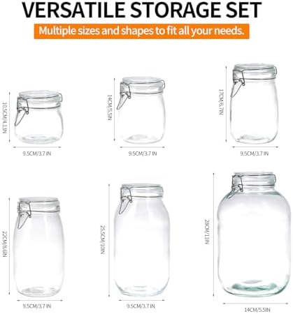 5 Pack 25oz Food Storage Jars with Airtight Lids, Preserving Seal Wire Clip Fastening Glass Containers, Canisters for Kitchen Organization, Flour, Cereal, Pasta, Sugar, Beans, Pickling Jars(25 Oz*5) - Image 7