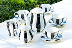 Grace Teaware Black and White Scallop Fine Porcelain 11 Piece Tea Set - Image 5