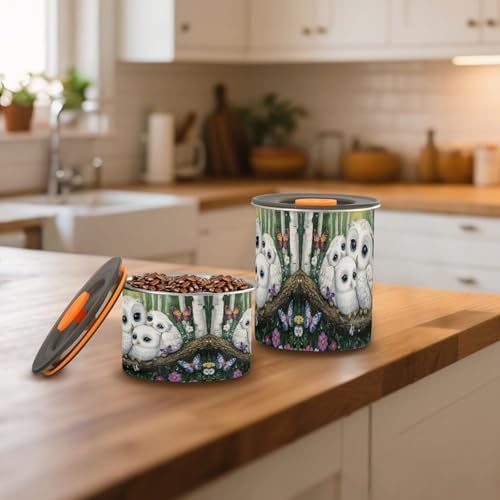 Stainless Steel Coffee Storage Containers with Airtight Lid, Forest Owl Butterfly Flower 30oz Food Storage Container Kitchen Canister for Tea, Coffee Beans, Ground, Sugar Storage - Image 6