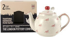 Farmhouse Animal Pattern Teapot with Infuser for Loose Leaf Tea, 20.3 Fl oz (600ml), White with Animal Illustration (Flamingo) - Image 2