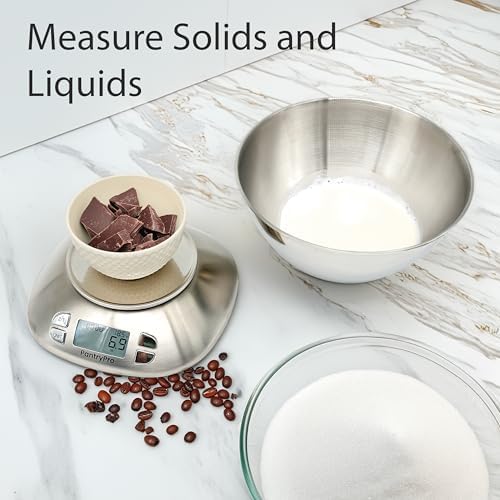 Stainless Steel Digital Kitchen Scale w. Bowl - for Food Coffee Lab - LCD Display gram Ounces lb:oz lb ml - 12 LBS/5.5 KG Capacity - Battery Included - Gold by The Display Guys - Image 5