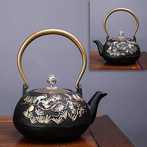 LJYT Teapot Teapots Cast Iron Handmade Teapot Loose Leaf Teapot Filter Heat Tea Kettle Single Home kettle Uncoated vintage cast iron kettle (Color : Pine) by Unknown
