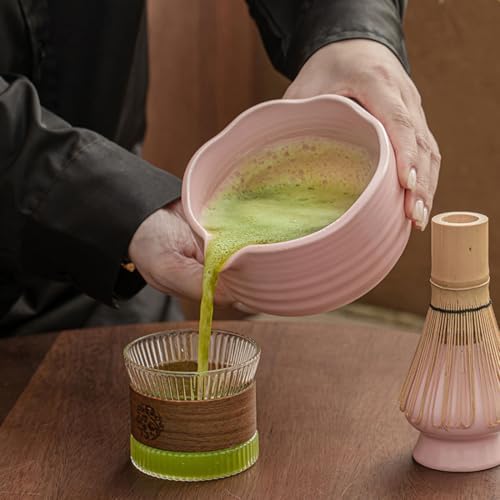 Matcha Whisk Set, 18.6oz Ceramic Matcha Bowl with Spout, Bamboo Whisk, Whisk Holder, Scoop - 6Pcs Elegant Matcha Set for Gifting and Personal Use Gradient Green - Image 6