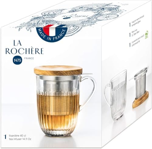 La Rochere Glass Tea Infuser Cup w/Filter - Tea Cup w/Infuser & Lid Set - Image 4