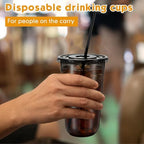 Ziliny 50 Sets 18oz Black Plastic Cups with Lids and Straws Disposable Cups - Image 5