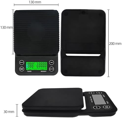 Digital Luggage & Coffee Scale Set, 3pcs 3kg/0.1g Precision Weighing Scales with Timer, LCD Display, Multi-Function Kitchen & Hand Scale (Black) - Image 3