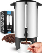 Zulay Commercial 45 Cup Coffee Urn - Stainless Steel Coffee Maker With Twist-Lock Lid & Cool-Touch Handles - Quick Brewing Coffee Maker With Keep Warm Mode For Events & Catering - Silver by ZulayKitchen