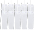 Volhoply 16oz Plastic Skinny Tumbler with Lid and Straw Bulk 10 Pack,Insulated Double Wall BPA Free Matte Acrylic Tumblers,Iced Coffee Travel Reusable Party Cup,Customizable Diy Gifts(White,10 Set) by LiveFully%EF%BC%8CDrinkFreely%E2%80%94KeepGoingwithVolhoply%EF%BC%81