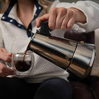 London Sip Stainless Steel Stovetop Espresso Maker Moka Pot Italian Coffee Percolator, Silver, 3 Espresso Cups - Image 2