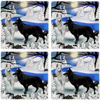 CafePress BLACK &Amp; WHITE GERMAN SHEPHERD DOGS Tile Coaste Tumbled Stone - Set of 4 Coasters Set of 4 w/holder - Image 4