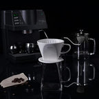 Pour Coffee Dripper Set Manual Drip Ceramic Coffee Maker 600ML Glass Carafe Ceramic Dripper Coffee Filters（White） - Image 3