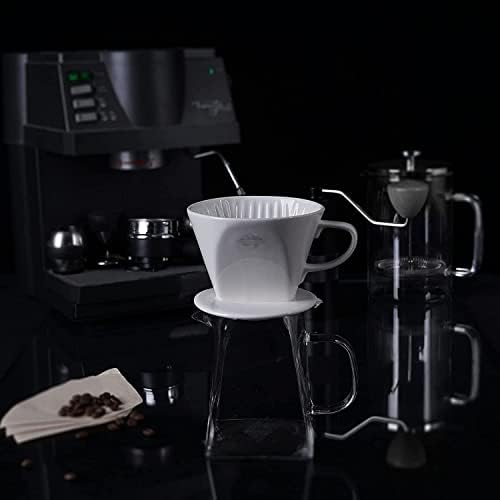 Pour Coffee Dripper Set Manual Drip Ceramic Coffee Maker 600ML Glass Carafe Ceramic Dripper Coffee Filters（White） - Image 3