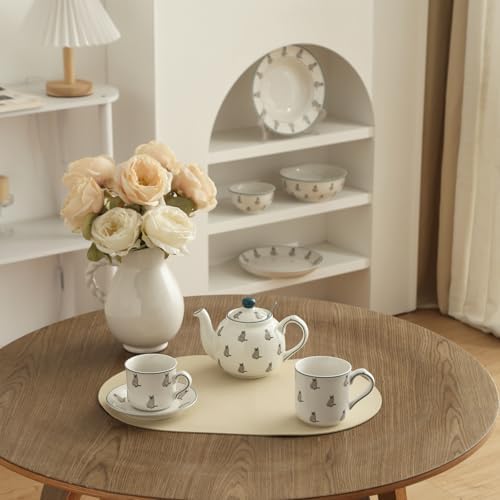 London Pottery Porcelain Coffee Cup with Saucer 220ml/7.4oz, British Teacup Set for Latte, Cappuccino, Espresso, Tea Party Wedding Birthday Housewarming Gift (Cat，Cup and Saucer, 220ml) - Image 4