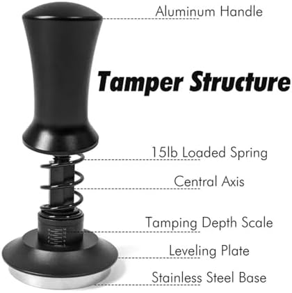 Coffee Tamper Spring Espresso Tamper 51mm 53mm 58mm Coffee Tampers And Coffee Stirrer Stainless Steel Tampers Coffee Accessories(53mm,Wooden-2Pcs) - Image 4