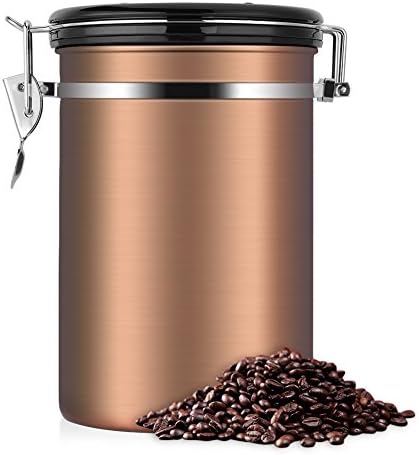 Coffee Container,Stainless Steel Brown Vacuum Sealed Food Storage Coffee Canister (22 OZ) by Aramox
