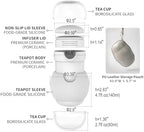 All-in-One Portable Travel Tea Kit, Ceramic Teapot with Removable Infuser, 2 High Borosilicate Glass Tea Cups, Non-Slip Silicone Sleeve & PU Leather Carry Pouch for Camping, Hiking, Office - Image 2