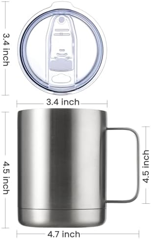 MEWAY 12oz Coffee Mug With Handle 4 Pack Bulk,Stainless Steel Insulated Travel Tumblers With Sliding Lid,Double Wall Vacuum Camping Cup for Hot & Cold Drinks Tea (Mix,Set of 4) - Image 4