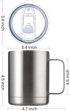 MEWAY 12oz Coffee Mug With Handle 4 Pack Bulk,Stainless Steel Insulated Travel Tumblers With Sliding Lid,Double Wall Vacuum Camping Cup for Hot & Cold Drinks Tea (Mix,Set of 4) - Image 4