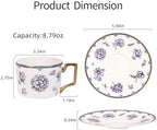 KAMMAK Tea Cups and Saucers Set of 2, Fine Bone China Coffee Cups, 571N - Image 5