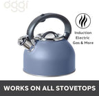 OGGI Tea Kettle for Stove Top - 64oz / 1.9lt, Stainless Steel with Loud Whistle, Ideal Hot Water Kettle and Water Boiler - Blue - Image 2
