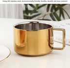 2Pcs Espresso Cups and Saucers Set, Coffee Cup and Saucer Set Gold Coffee Mug Stainless Steel Demitasse Cups Exquisite Luxury Small Coffee Containers for Latte Cappuccino Tea, 200ML - Image 5