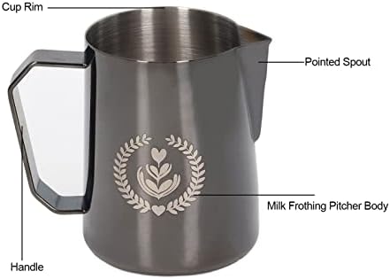 FLEXMAN 600ml Milk Frother Cup, Stainless Steel Eagle Spout Espresso Milk Frothing Pitcher, Frothing Cup for Coffee Latte, Milk Froth, Daily Drinking (Black) - Image 5