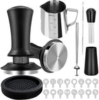 53mm Coffee Espresso Tamper Set, 22PCS Espresso Machine Accessories with Espresso Tamper, WDT Tool, Coffee Stirrer, Frothing Pitcher, Latte Art Pen, Tamper Mat, Coffee Stencils for Espresso Machine by Yeelan
