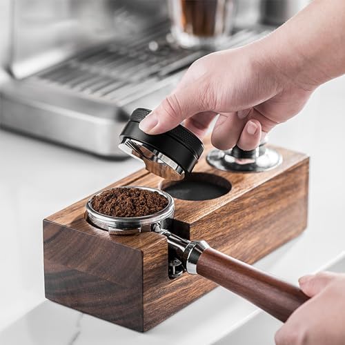OVARIA Walnut Coffee Tamper Holder Wood Espresso Tamper Stand Tamper Station Wooden Base Anti-Slip Coffe Portafilter Holder for Cafe Coffee Machine Accessories - 3 Holes (51/54/58mm) (Size : 58MM) by OVARIA