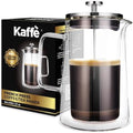 Kaffe Glass French Press Coffee Maker (27oz / 0.8L) - Double-Wall Insulated Borosilicate Glass Coffee Press - Travel & Camping - Homemade French Press Coffee by Kaffe