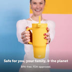 Silipint 32oz Silicone Humbler Tumbler with Handle, Flip Lid and Straw – BPA-Free, Non-Toxic, Unbreakable, Microwave, Dishwasher Safe – Perfect for Tea, Cold Water, Classic Yellow - Pack of 2 - Image 5