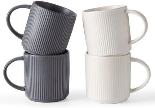 famiware Coffee Mug Set of 4, Star 12 oz Ceramic Mugs Cups Set with Handle by Famiware