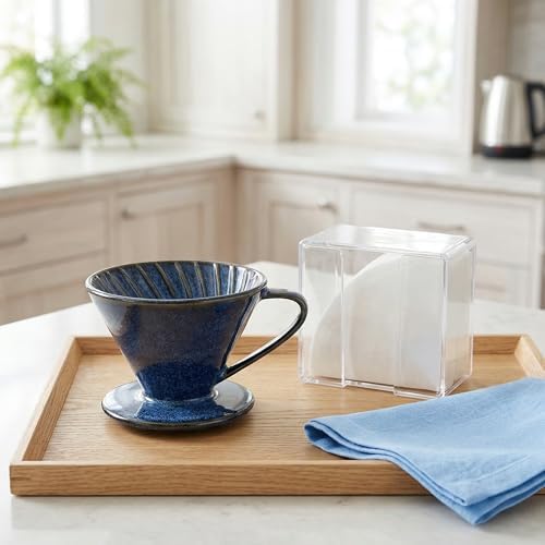 Reusable Ceramic Pour Over Coffee Dripper Porcelain Drip Coffee Maker with Hole Flat Bottom Ceramic Pour Over Maker for Office,Home,Travel,Camping (Brown) - Image 7