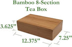 Lipper International 8188 Bamboo Wood Tea Box with 8 Compartments, 12-3/8" x 7-3/8" x 3-3/5" - Image 2