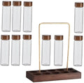Coffee Bean Storage Tube Glass with Wooden Stand by Unknown