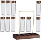 Coffee Bean Storage Tube Glass with Wooden Stand by Unknown