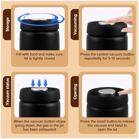 1200ml Coffee Vacuum Canister, 304 Stainless Steel Storage Jar - Image 5