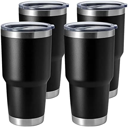 HASLE OUTFITTERS 30oz Stainless Steel Tumbler, Double Wall Vacuum Insulated Travel Mug Tumbler, Durable Insulated Coffee Mug, Gift Box Set (Black, 4) by HASLEOUTFITTERS