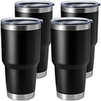 HASLE OUTFITTERS 30oz Stainless Steel Tumbler, Double Wall Vacuum Insulated Travel Mug Tumbler, Durable Insulated Coffee Mug, Gift Box Set (Black, 4) by HASLEOUTFITTERS