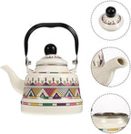 RSBFER Vintage Floral Enamel Tea Kettle - Quick Heating Stovetop Teapot with Cool Touch Porcelain Handle for Hot Water, No Whistling,Orange,2.5L - Image 7