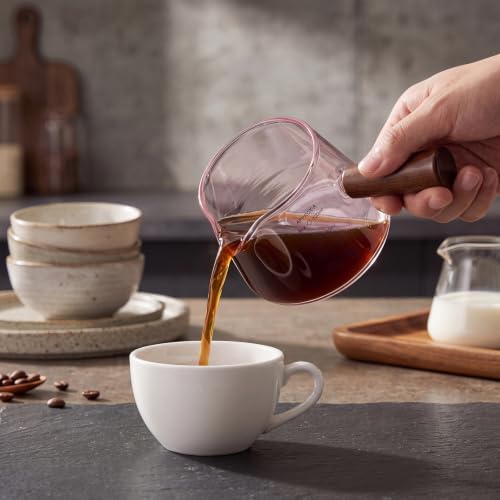 Willinglong 4 Pack Pink Glass Espresso Measuring Milk Cups 4 oz Glass Single Spouts Cup with Glasses Handle V-shaped Spout Espresso Shot Cup for Machine Demitasse Cups, Dishwasher Safe - Image 6