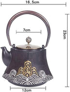 1200ml Japanese Cast Iron Teapot With Copper Lid - Large Cast Iron Tea Kettle Maintains Temperature - Vintage Tea Kettle - Collector's Item For Tea Aficionados - Image 3
