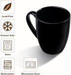 Large Ceramic Coffee Mugs Set of 6 16oz(475ml) Tea Cups Idea Gifts Black - Image 3