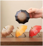 Umbrella Ceramic Tea Strainer with Wooden Stand, Plant Ash Glaze, Fine Mesh for Loose Leaf Coffee, Brown(Yellow) - Image 3