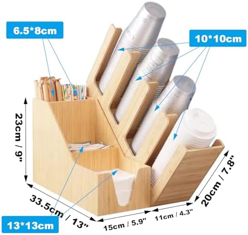 Cup and Lid Holder, Cup Dispenser with Coffee Pods Stand & Straw Organizer, Coffee Bar Organizer for Countertop, Disposable Cups Holder for Coffee Station, Bar, Home,2 piece set - Image 2