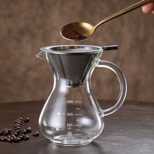Pour Over Coffee Maker,Glass Coffee Carafe for Coffee Enthusiasts，400ml - Image 6