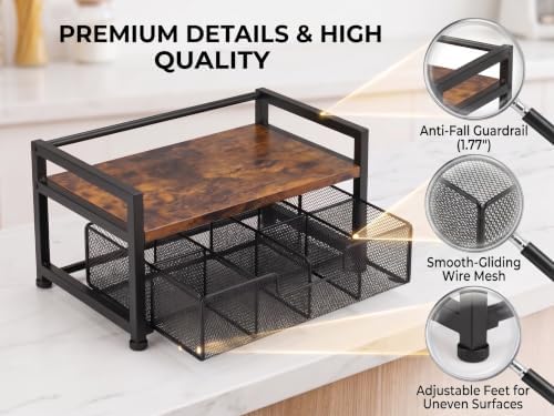 2-Tier Rustic Wood Tea Bag Organizer for Countertop - Image 4