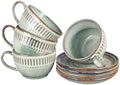 Cappuccino cup with tray, 8.5 oz. Set of 4 Ceramic Coffee Cups and Saucer Set for Latte, latte art cup, suitable for latte/cappuccino/milk/tea by Unknown