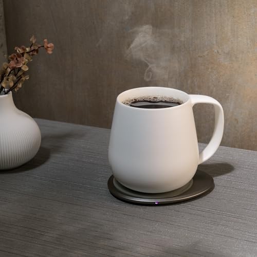 OHOM Ui+ Self-Heating Mug Set – Jasmine White | 18 fl oz / 532 mL Ceramic Coffee & Tea Mug Set with Heating Pad - Image 3
