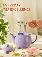 Sweese Teapots for Tea, 27 oz Porcelain Tea pot with Removable Stainless Steel Infuser, Tea Pots for Loose Tea - Purple - Image 5