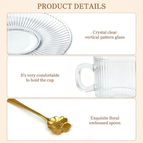 5.4 oz Espresso Cups Set of 6,Clear Glass Small Coffee Cups Set - Image 3